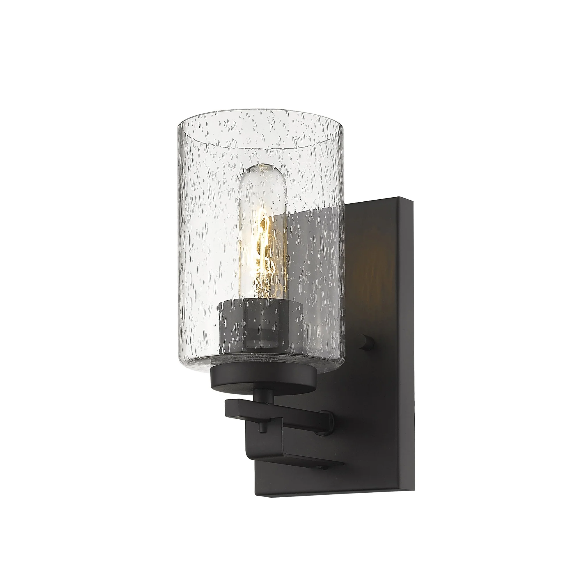 Bronze Metal and Textured Glass Wall Sconce By Homeroots - Image 2