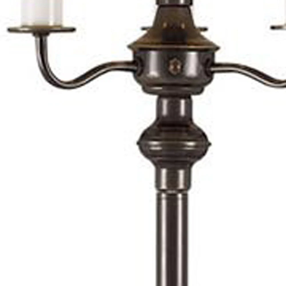 Bronze Metal Four Light Floor Lamp With Beige Fabric Square Shade By Homeroots - Image 3