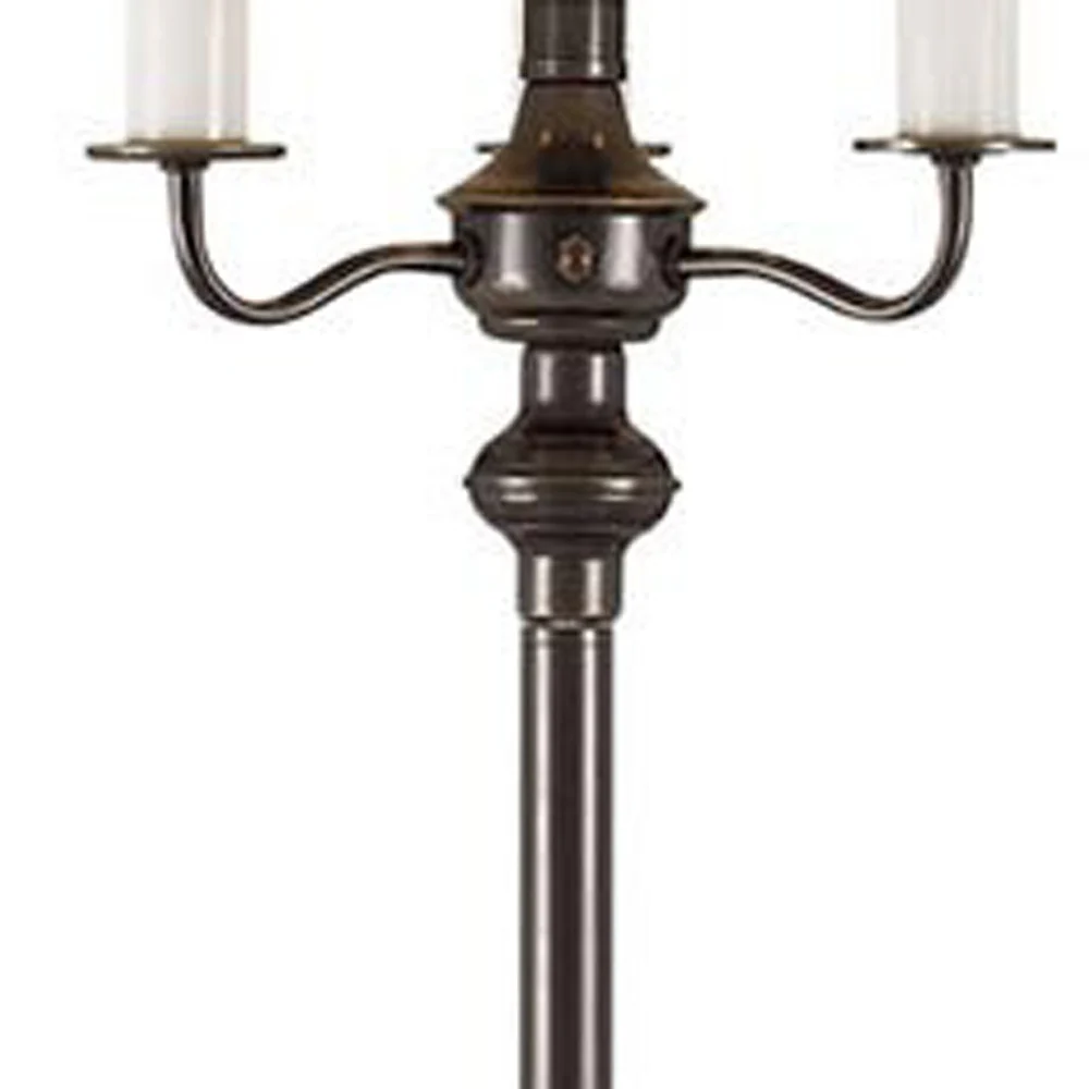 Bronze Metal Four Light Floor Lamp With Beige Fabric Square Shade By Homeroots - Image 4