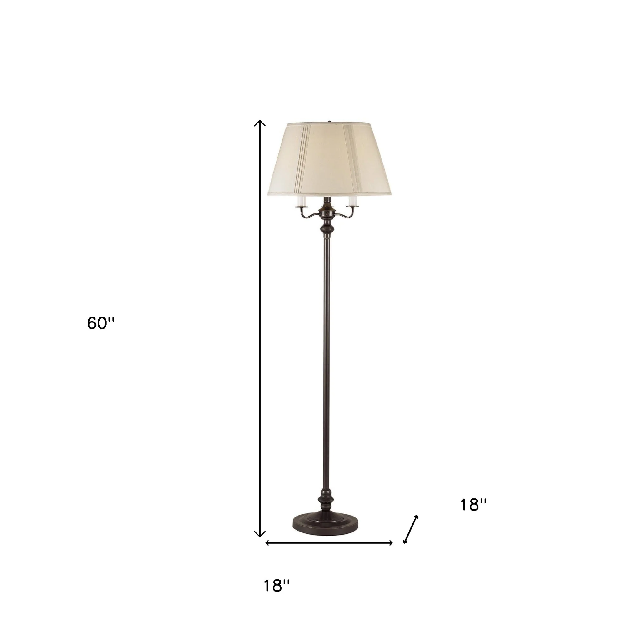 Bronze Metal Four Light Floor Lamp With Beige Fabric Square Shade By Homeroots - Image 5