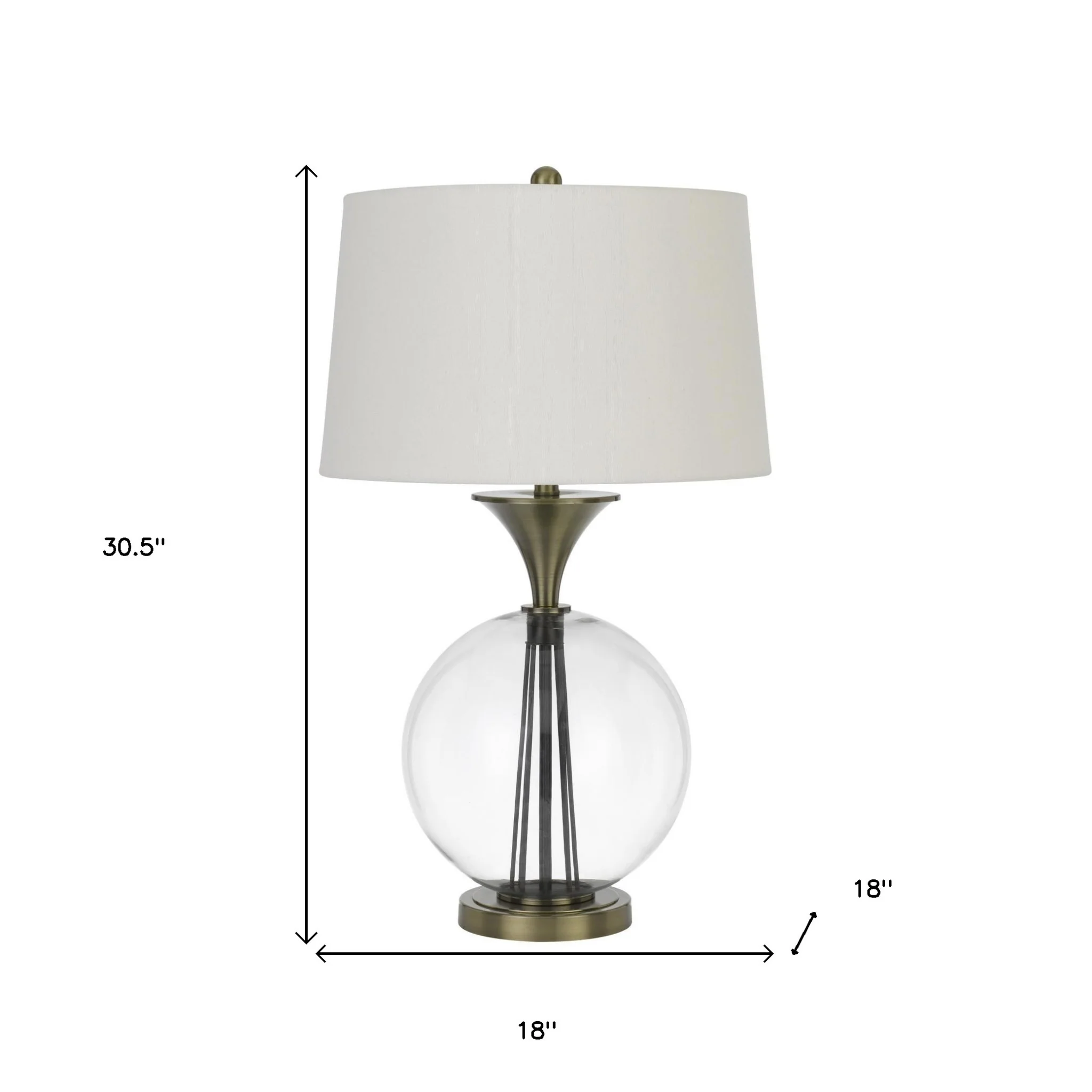 Bronze Metal Globe Table Lamp With White Empire Shade By Homeroots - Image 3