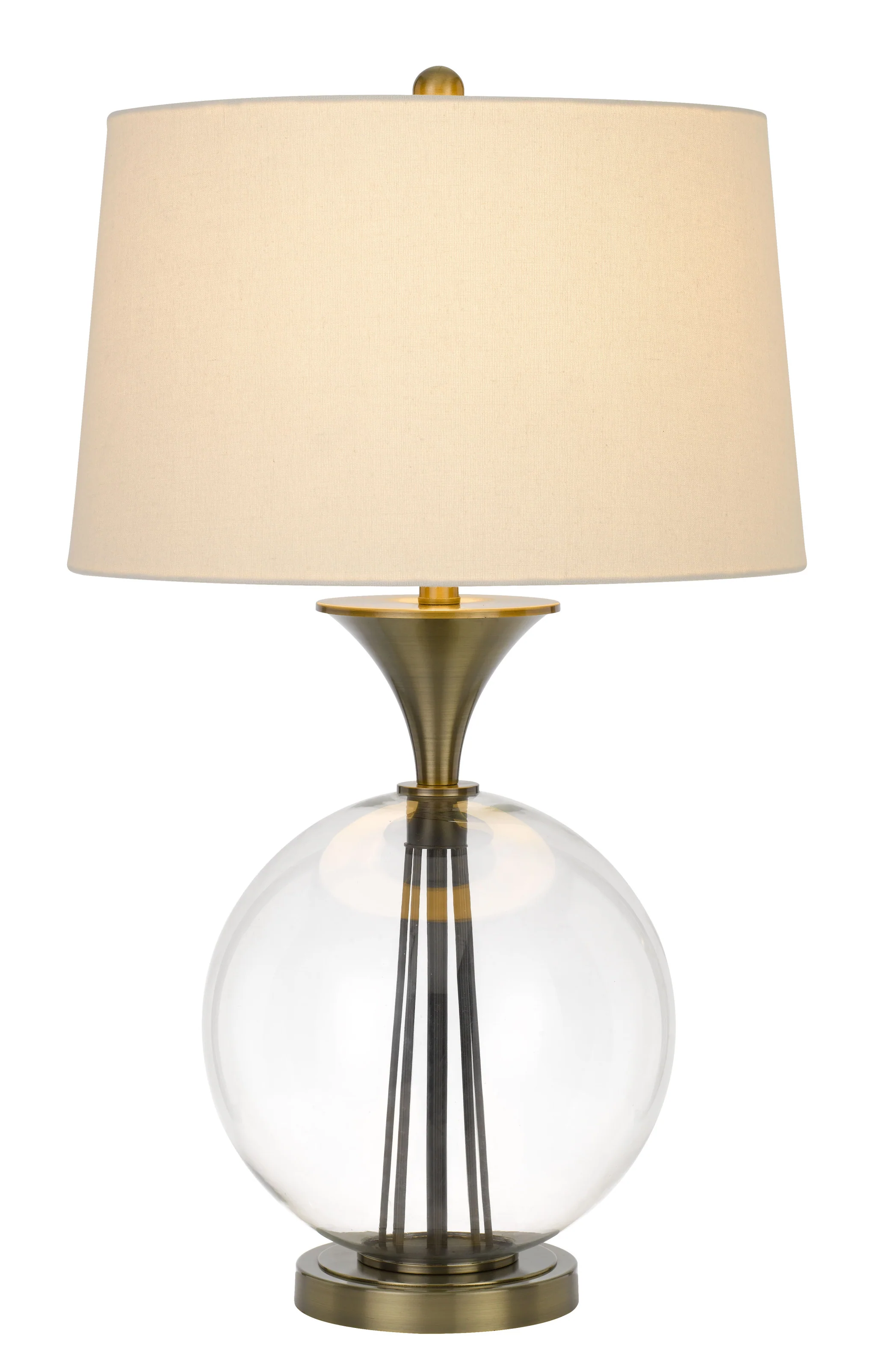 Bronze Metal Globe Table Lamp With White Empire Shade By Homeroots - Image 4