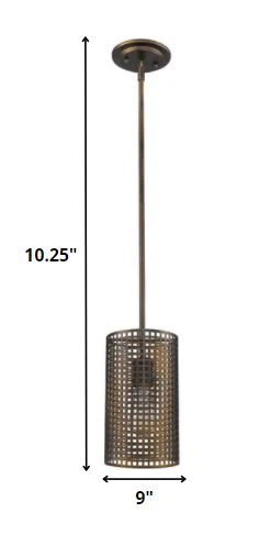 Bronze Metal Hanging Light with Mesh Shade By Homeroots - Image 2