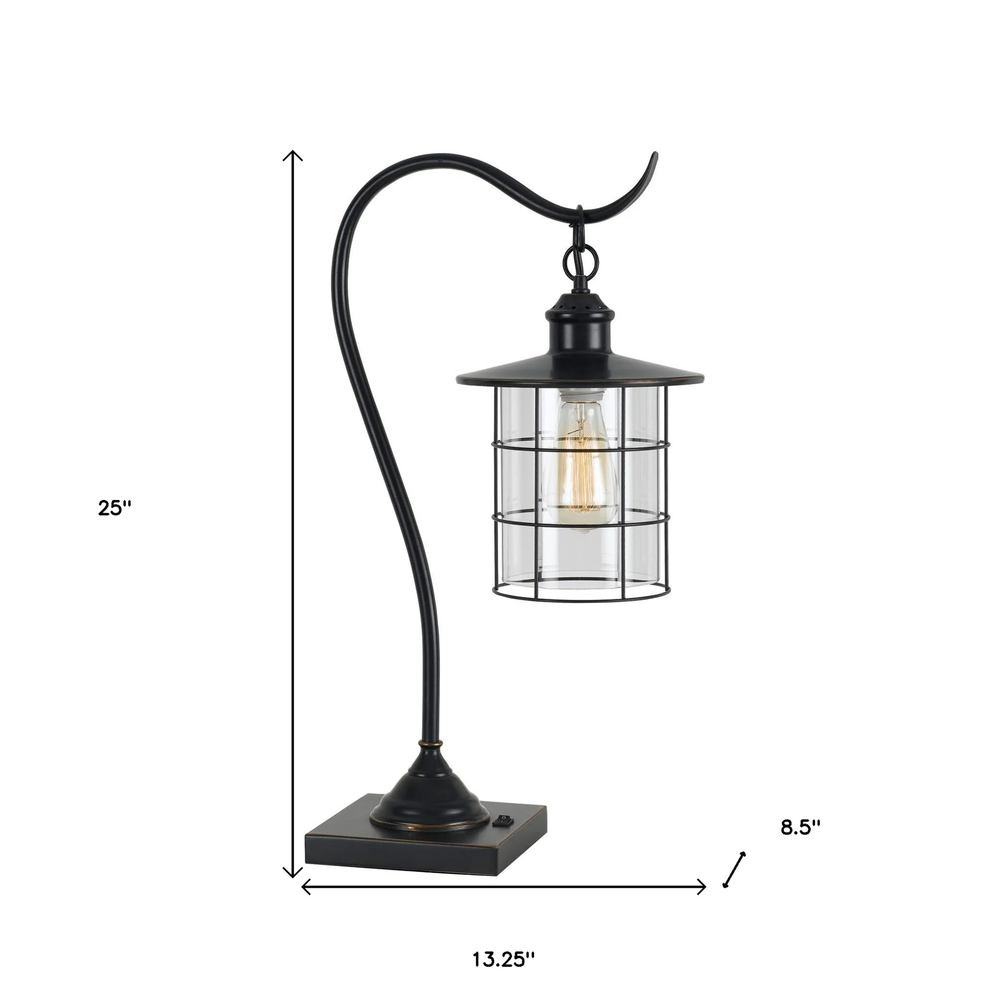 Bronze Metal Lantern Style Desk Lamp With Edison Bulb By Homeroots - Image 5