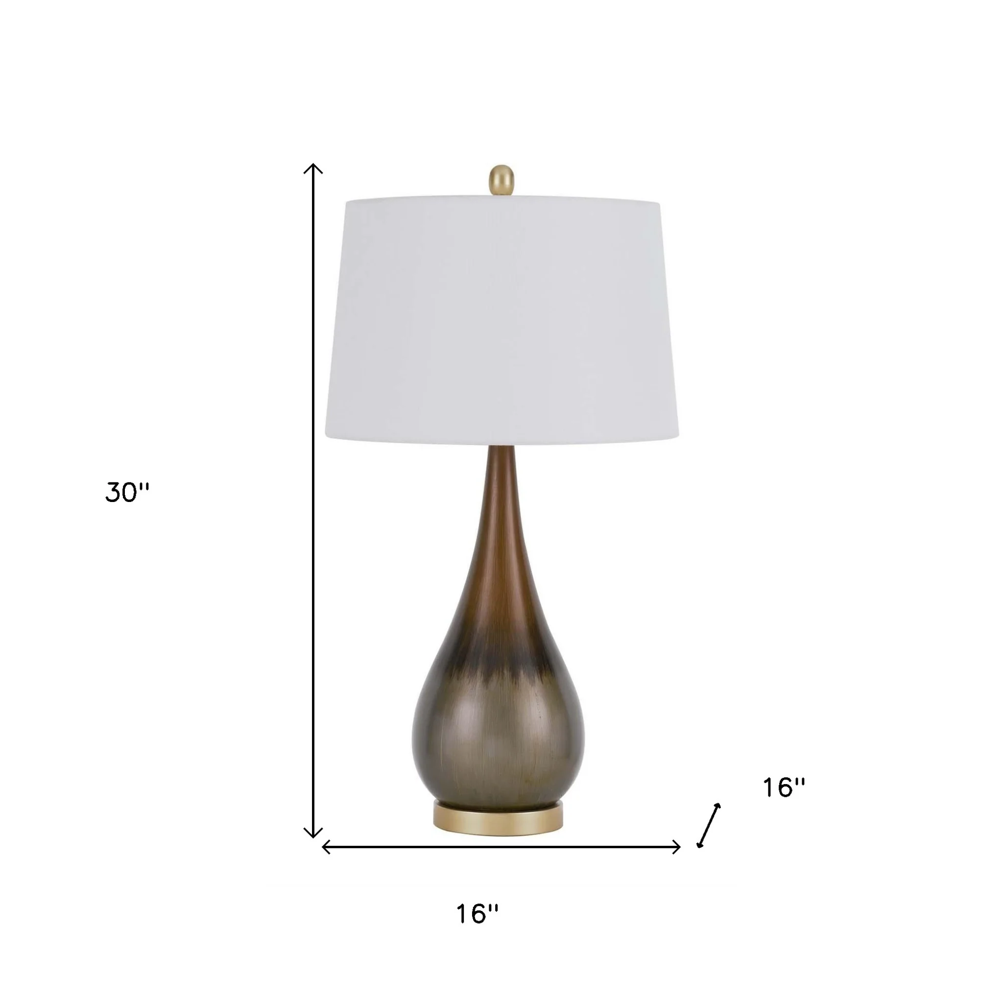Bronze Metal Round Table Lamp With White Empire Shade By Homeroots - Image 4
