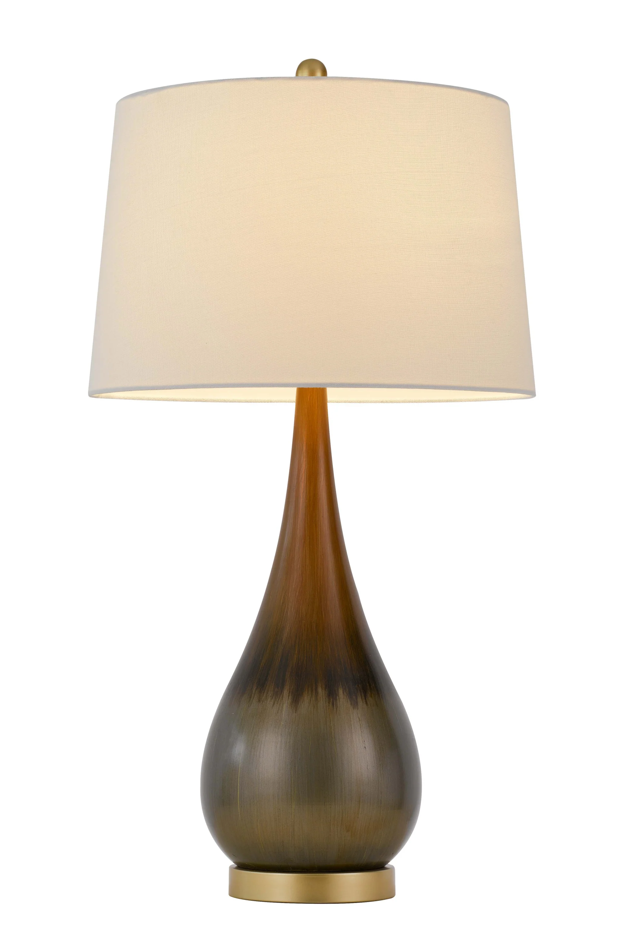 Bronze Metal Round Table Lamp With White Empire Shade By Homeroots - Image 5