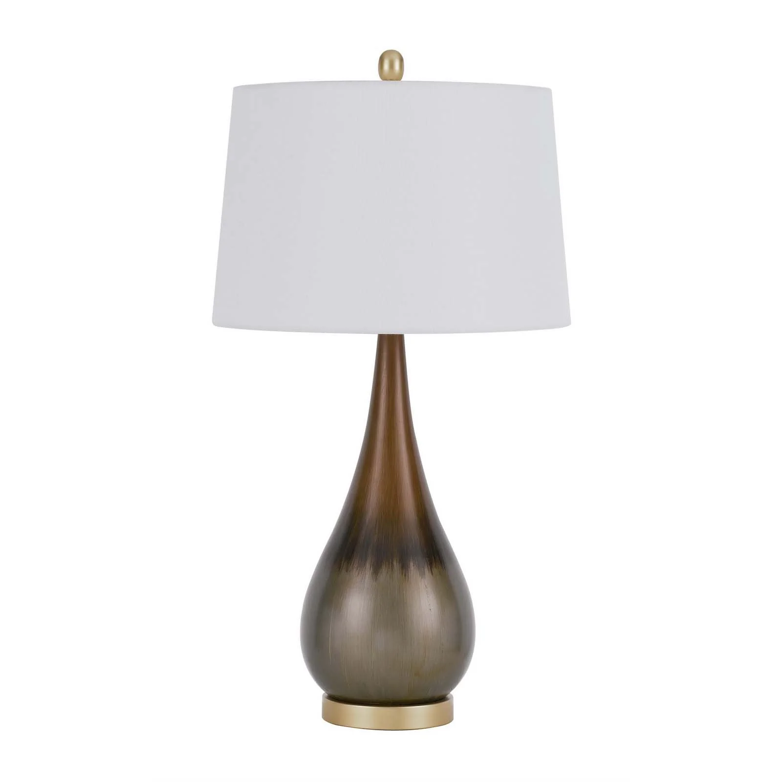 Bronze Metal Round Table Lamp With White Empire Shade By Homeroots - Image 6