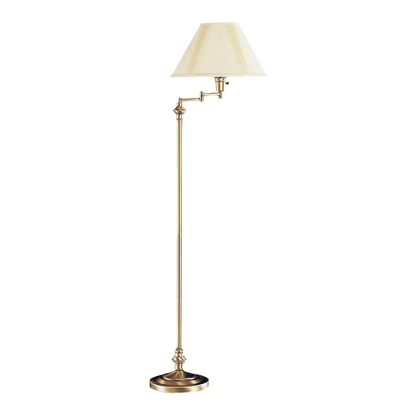 Bronze Metal Swing Arm Floor Lamp With Beige Fabric Empire Shade By Homeroots - Image 2