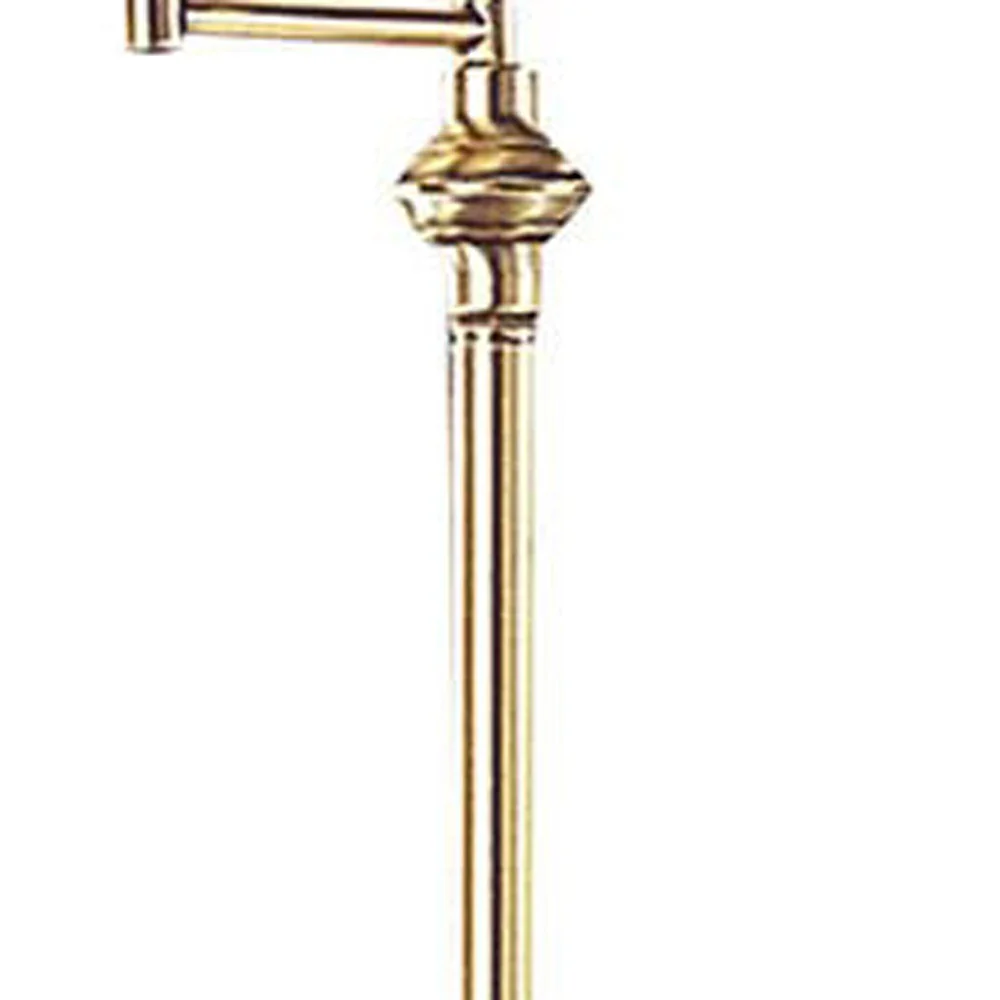 Bronze Metal Swing Arm Floor Lamp With Beige Fabric Empire Shade By Homeroots - Image 3
