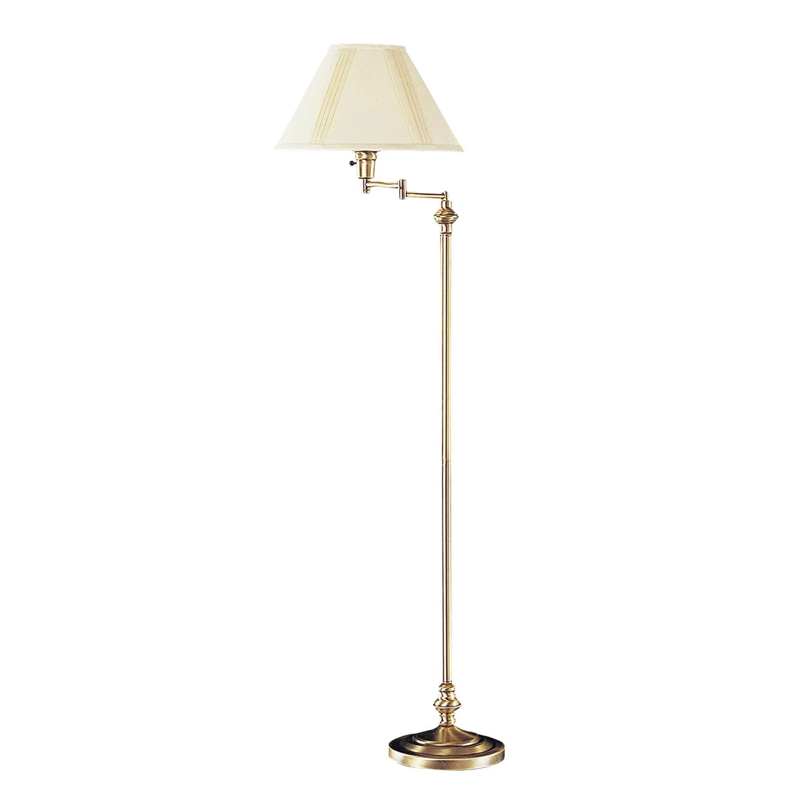 Bronze Metal Swing Arm Floor Lamp With Beige Fabric Empire Shade By Homeroots - Image 6