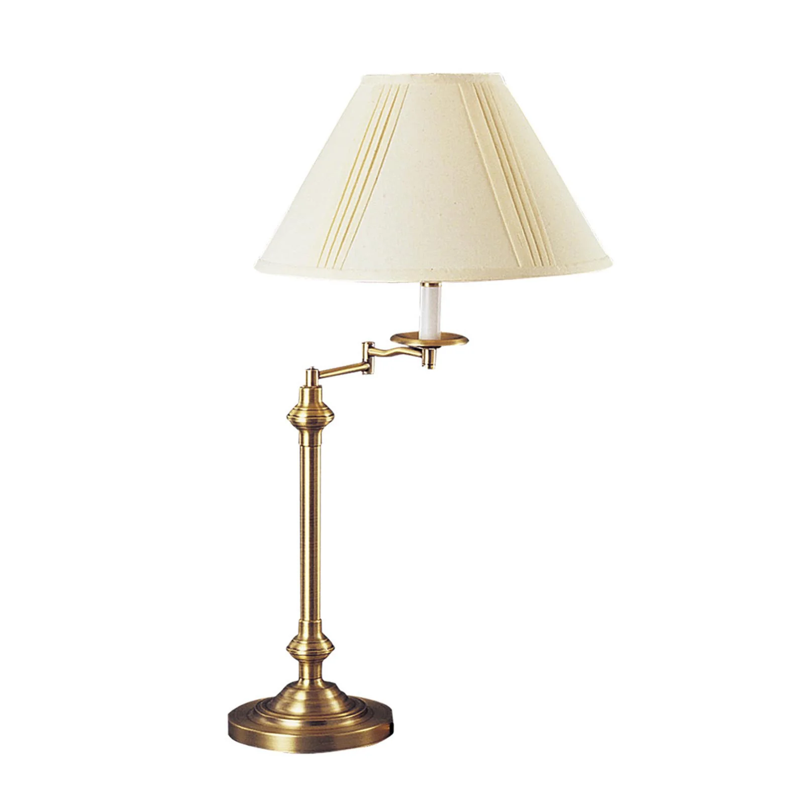 Bronze Metal Swing Arm Table Lamp With Off White Empire Shade By Homeroots - Image 4