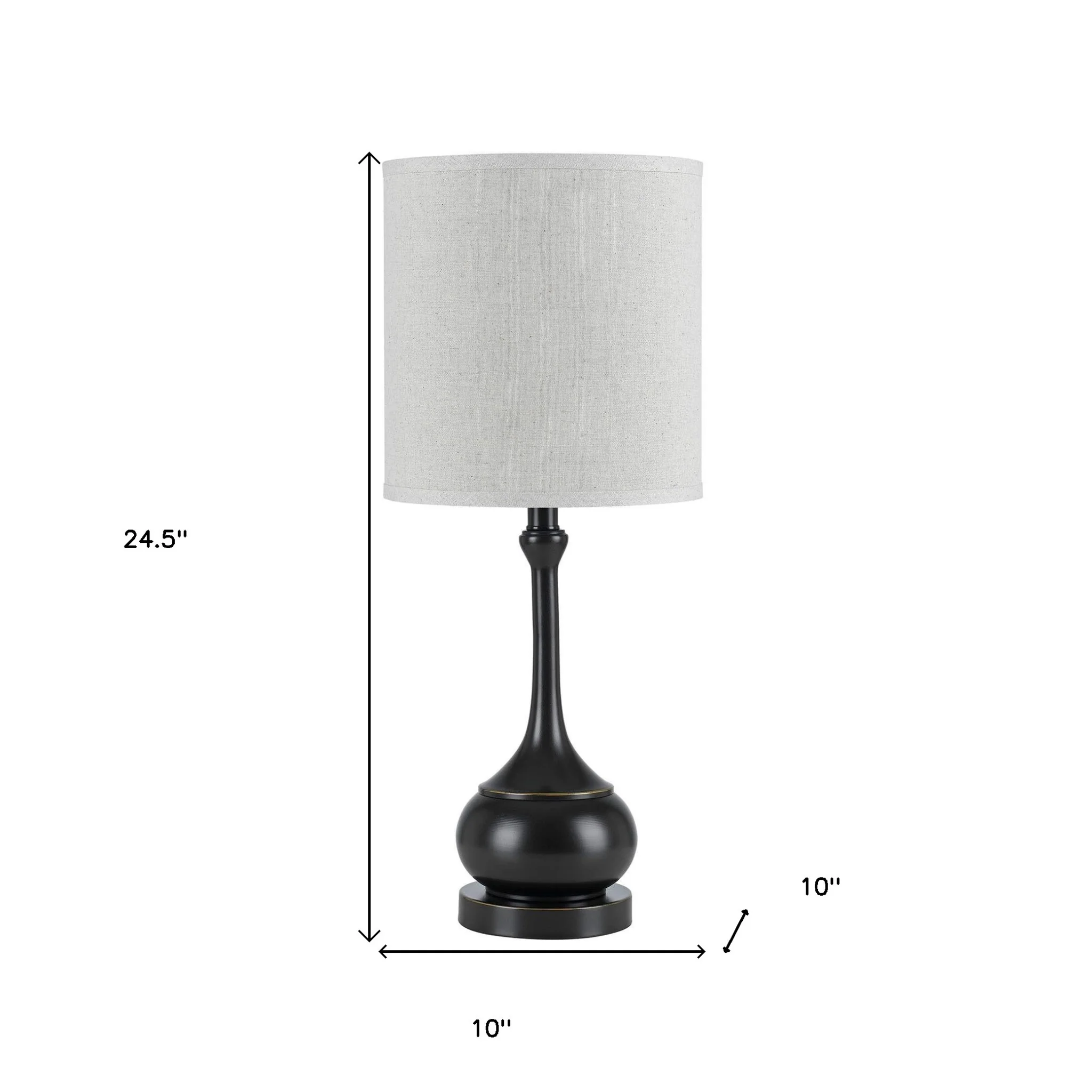 Bronze Metal Table Lamp With Beige Drum Shade By Homeroots - Image 3