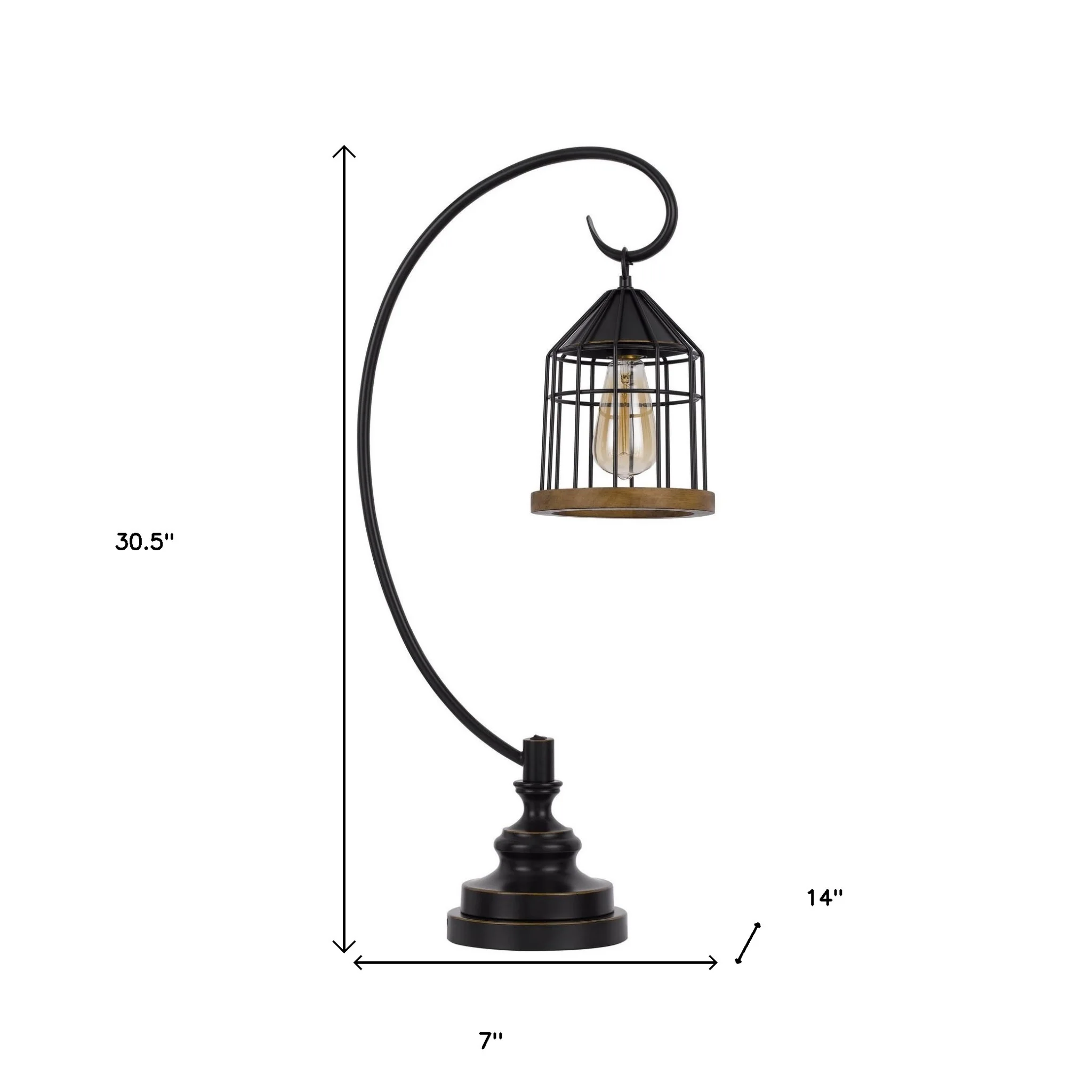 Bronze Metal Table Lamp With Bronze Cage Shade By Homeroots - Image 4