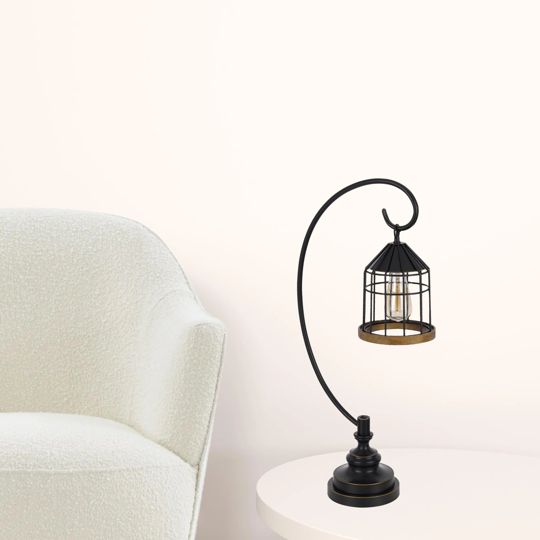 Bronze Metal Table Lamp With Bronze Cage Shade By Homeroots - Image 6