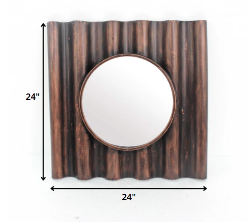 Bronze Panpipe-Like Wooden Cosmetic - Mirror By Homeroots - Image 2