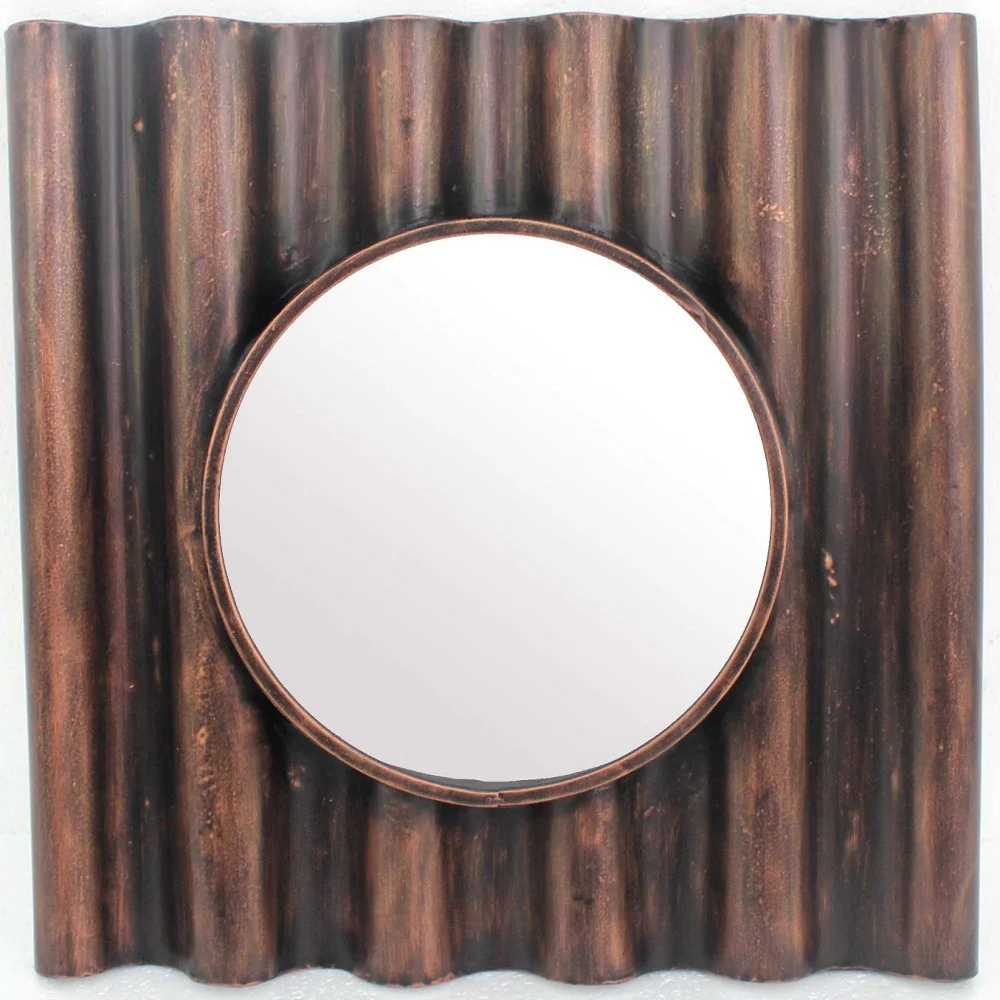 Bronze Panpipe-Like Wooden Cosmetic - Mirror By Homeroots - Image 4