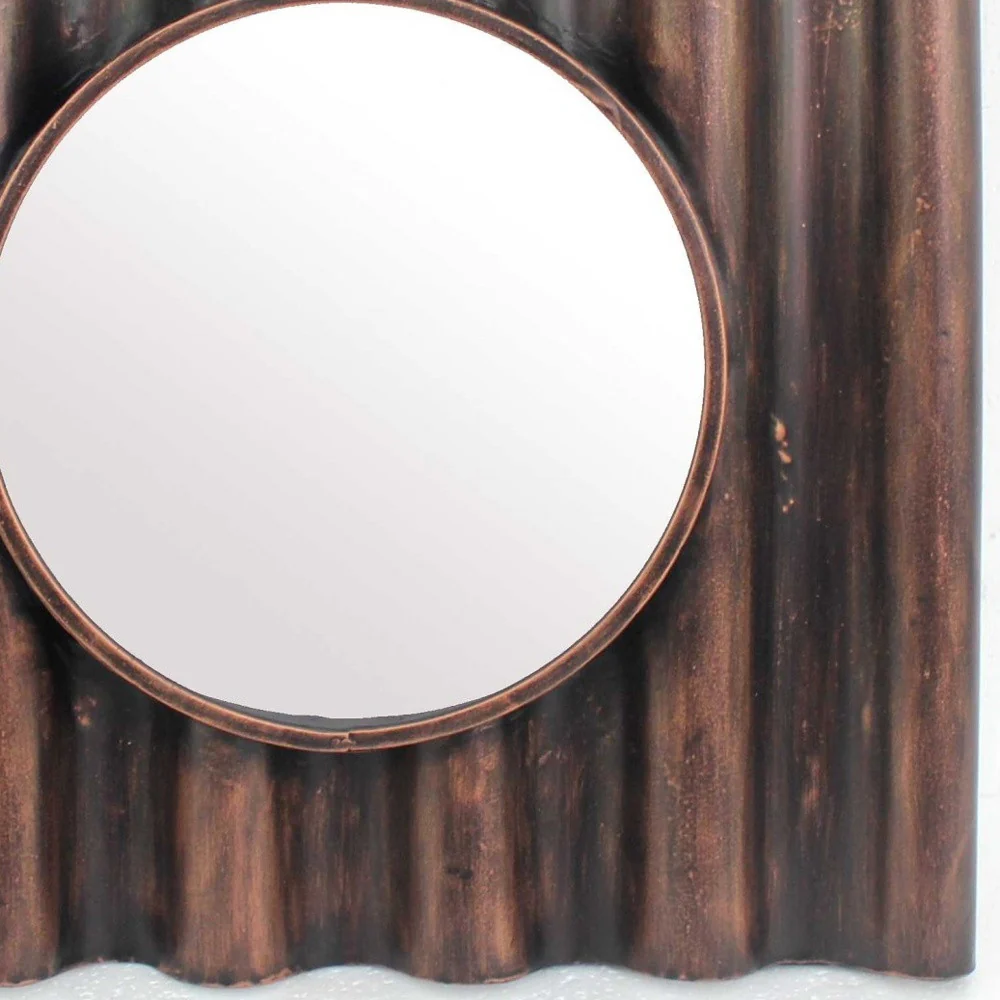 Bronze Panpipe-Like Wooden Cosmetic - Mirror By Homeroots - Image 5