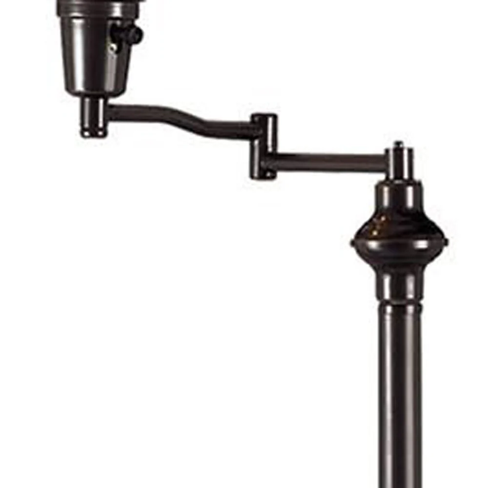 Bronze Swing Arm Floor Lamp With Beige Empire Shade By Homeroots - Image 3