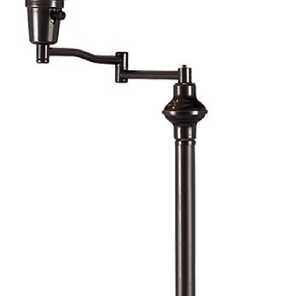 Bronze Swing Arm Floor Lamp With Beige Empire Shade By Homeroots - Image 4