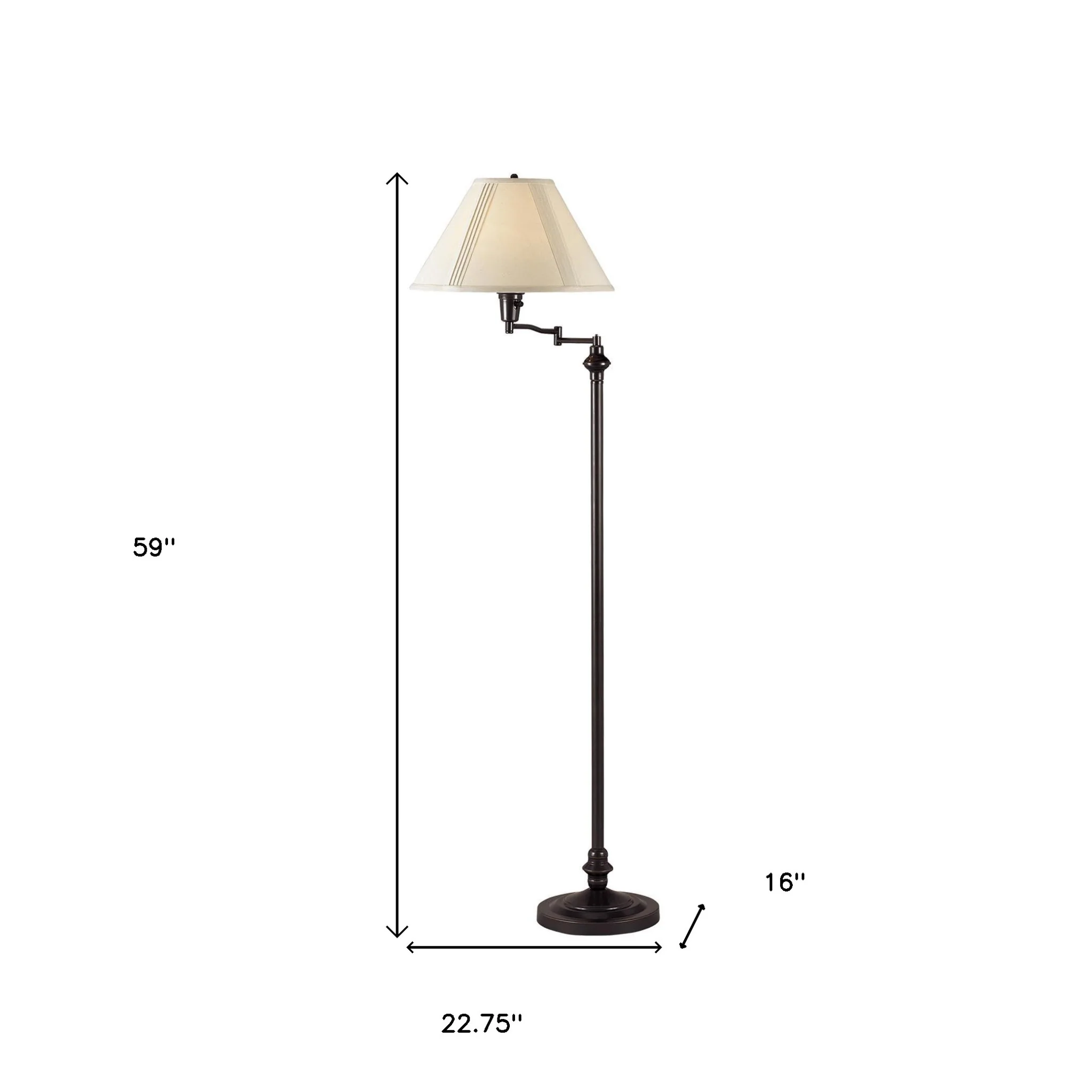 Bronze Swing Arm Floor Lamp With Beige Empire Shade By Homeroots - Image 5