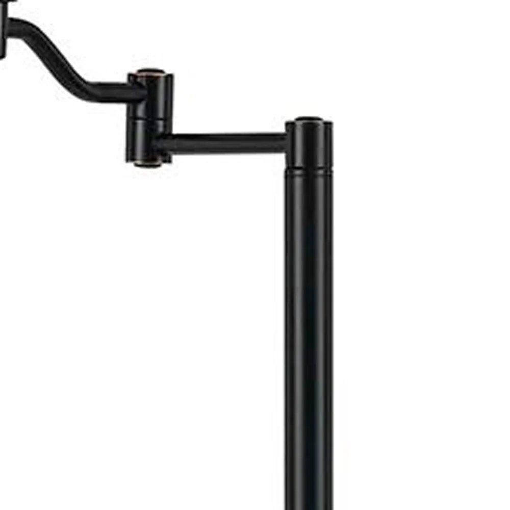 Bronze Swing Arm Floor Lamp With Beige Fabric Empire Shade By Homeroots - Image 3