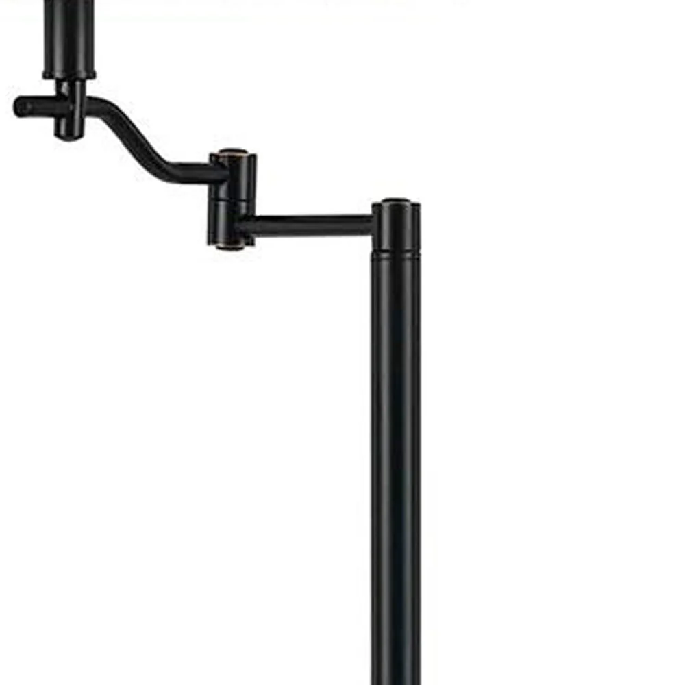 Bronze Swing Arm Floor Lamp With Beige Fabric Empire Shade By Homeroots - Image 4