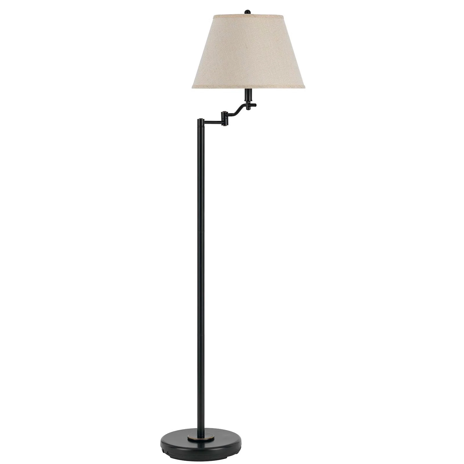 Bronze Swing Arm Floor Lamp With Beige Fabric Empire Shade By Homeroots - Image 6