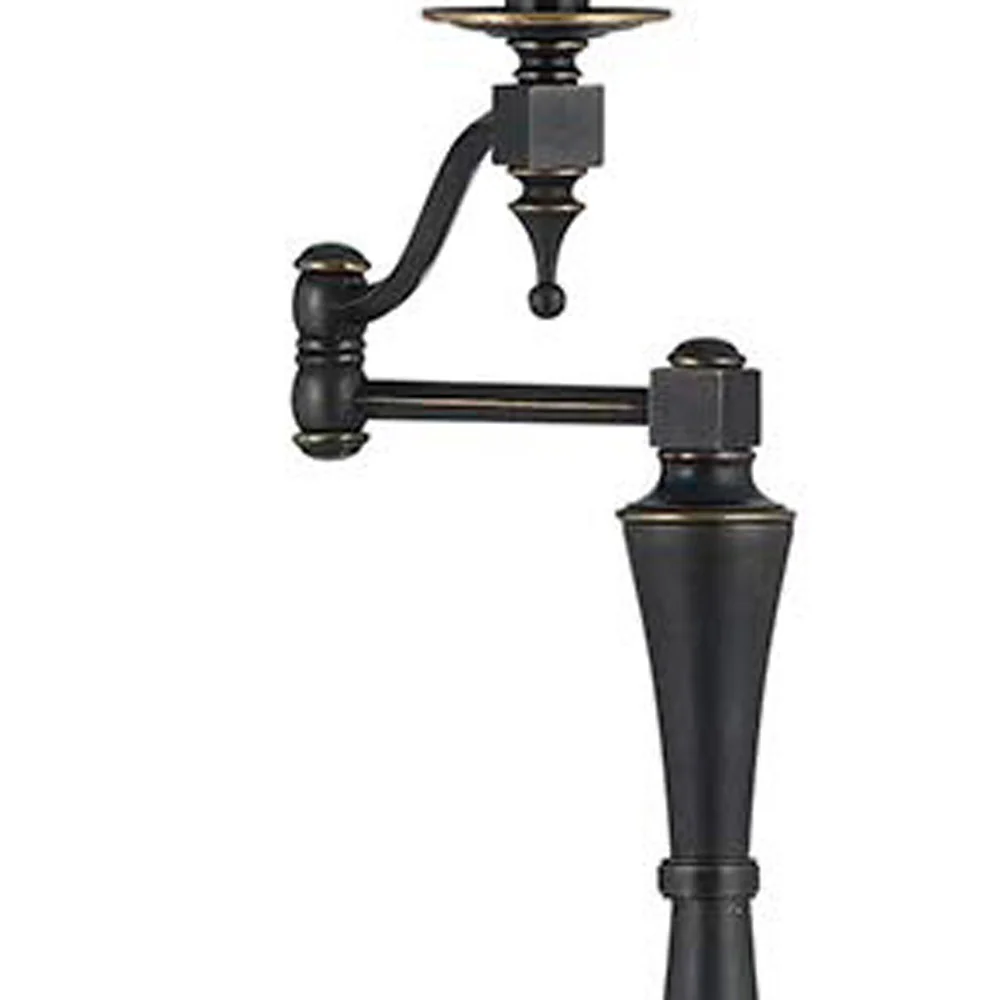 Bronze Swing Arm Floor Lamp With Brown Square Shade By Homeroots - Image 3