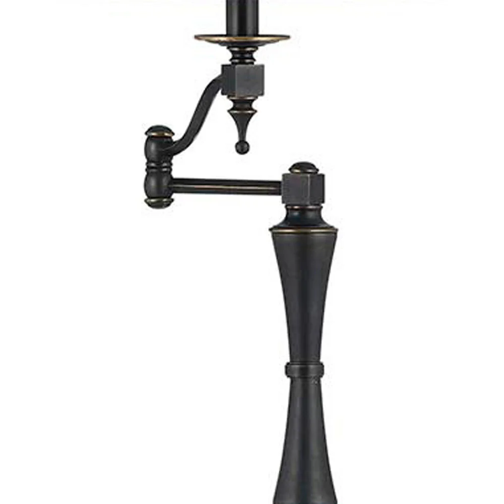 Bronze Swing Arm Floor Lamp With Brown Square Shade By Homeroots - Image 4