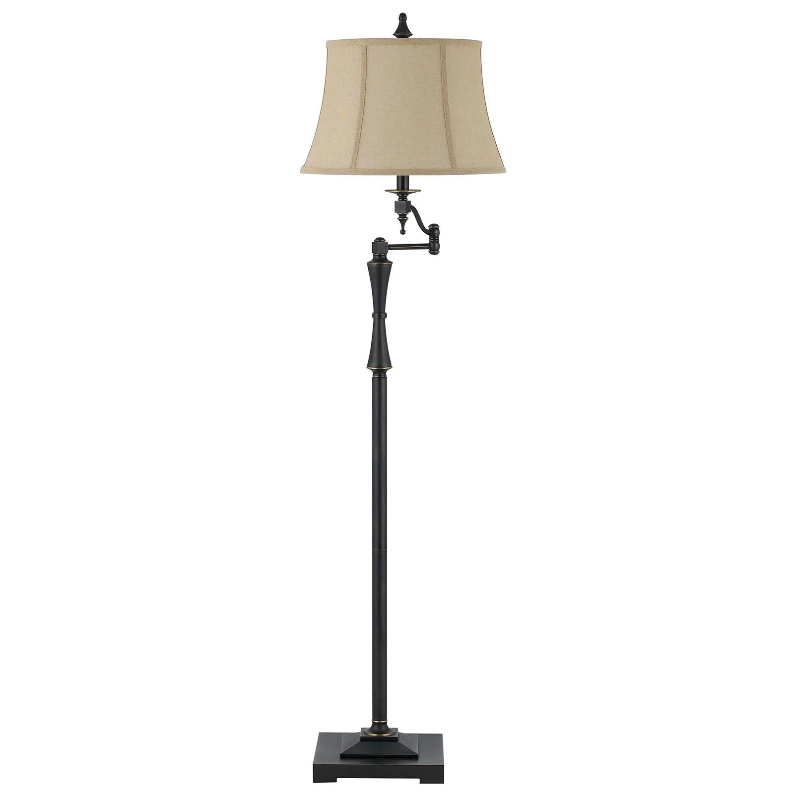Bronze Swing Arm Floor Lamp With Brown Square Shade By Homeroots - Image 6