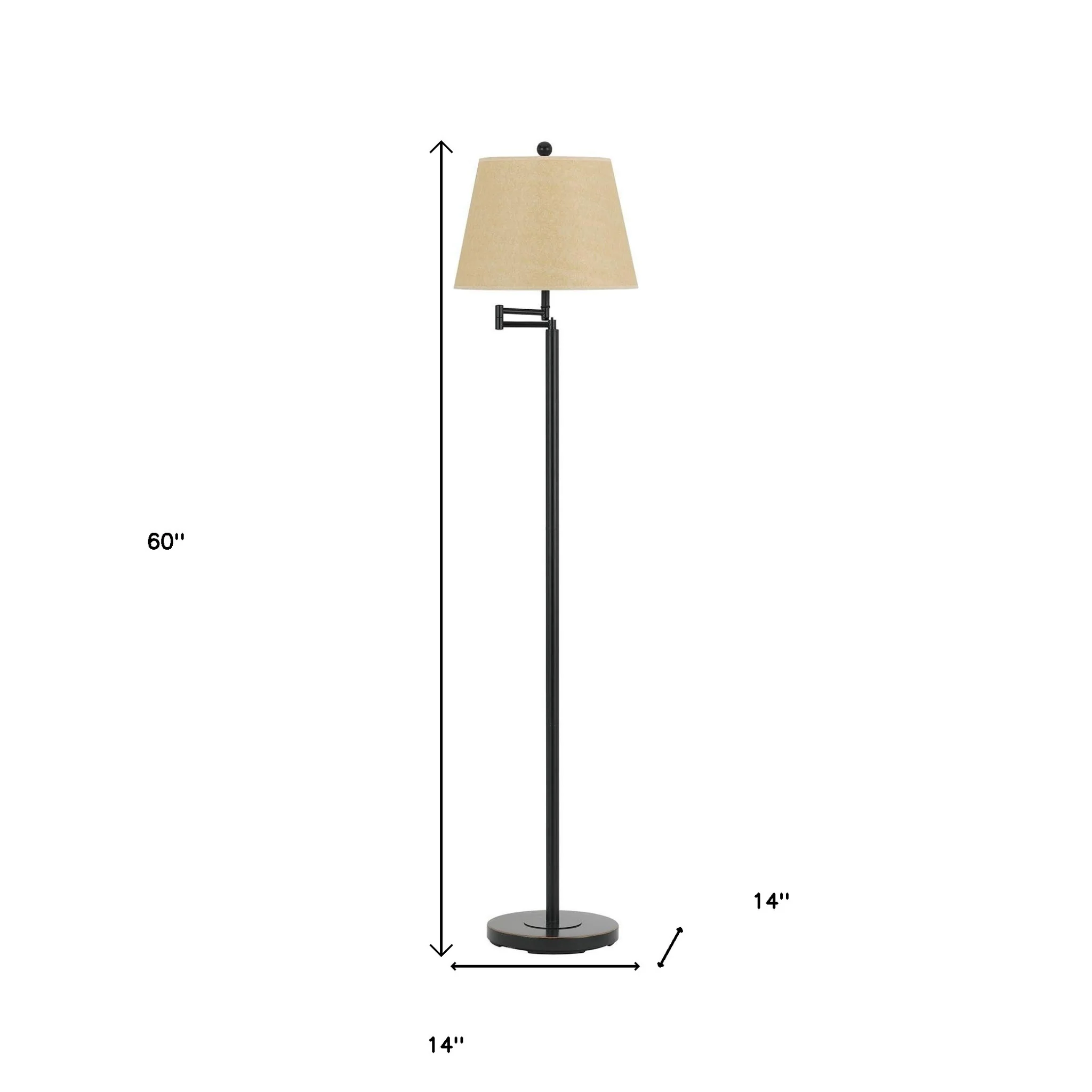 Bronze Swing Arm Floor Lamp With White Square Shade By Homeroots - Image 5