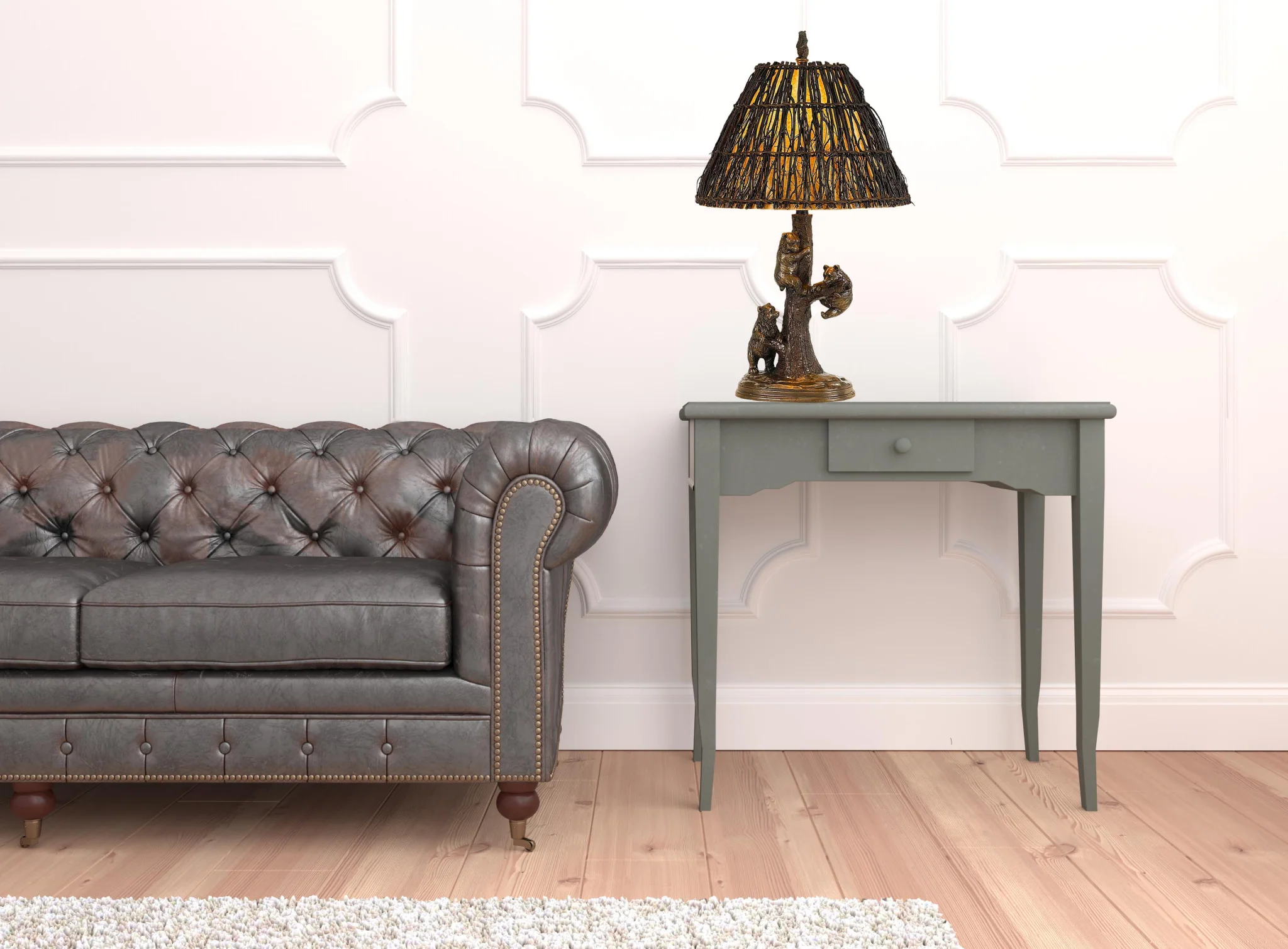 Bronze Table Lamp With Brown Empire Shade By Homeroots - Image 2