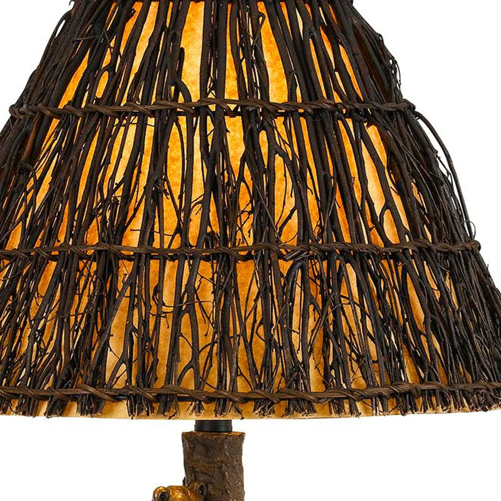 Bronze Table Lamp With Brown Empire Shade By Homeroots - Image 3