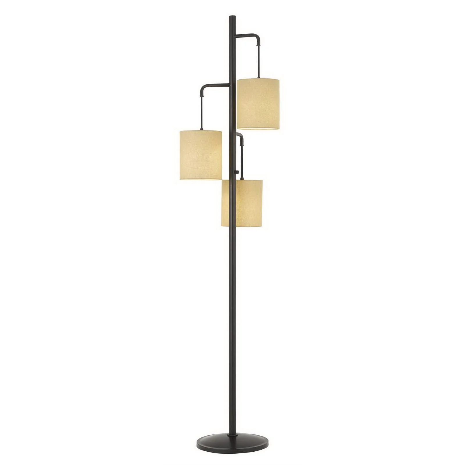 Bronze Three Light Traditional Shaped Floor Lamp With Beige Drum Shade By Homeroots - Image 2