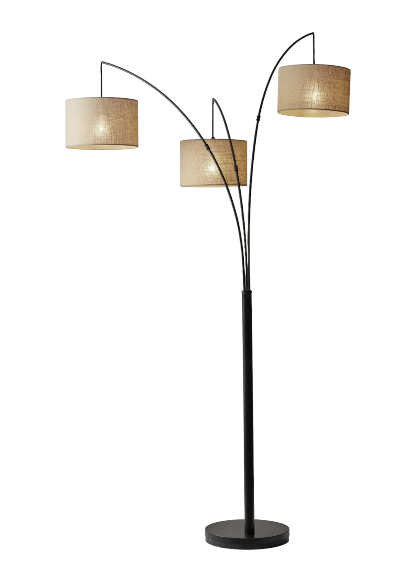 Bronze Three Light Tree Floor Lamp With Beige Burlap Drum Shade By Homeroots - Image 2