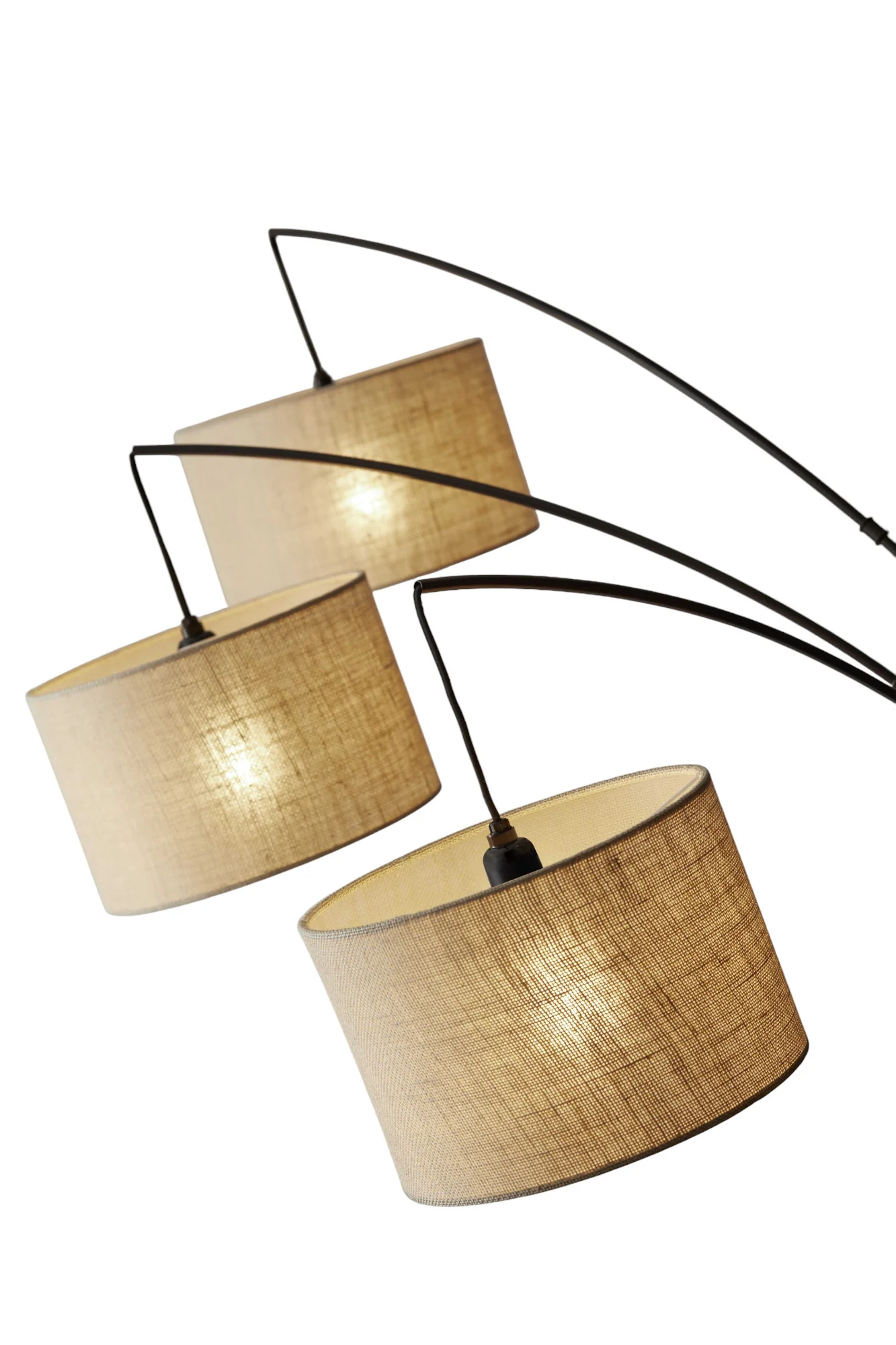 Bronze Three Light Tree Floor Lamp With Beige Burlap Drum Shade By Homeroots - Image 4