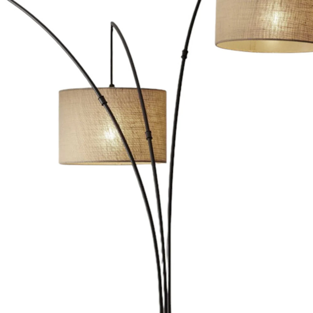 Bronze Three Light Tree Floor Lamp With Beige Burlap Drum Shade By Homeroots - Image 6