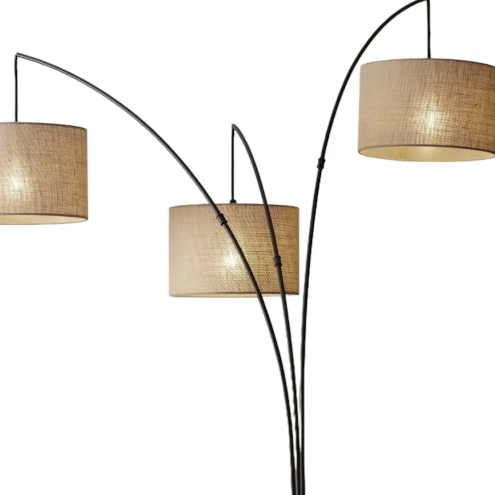 Bronze Three Light Tree Floor Lamp With Beige Burlap Drum Shade By Homeroots - Image 7
