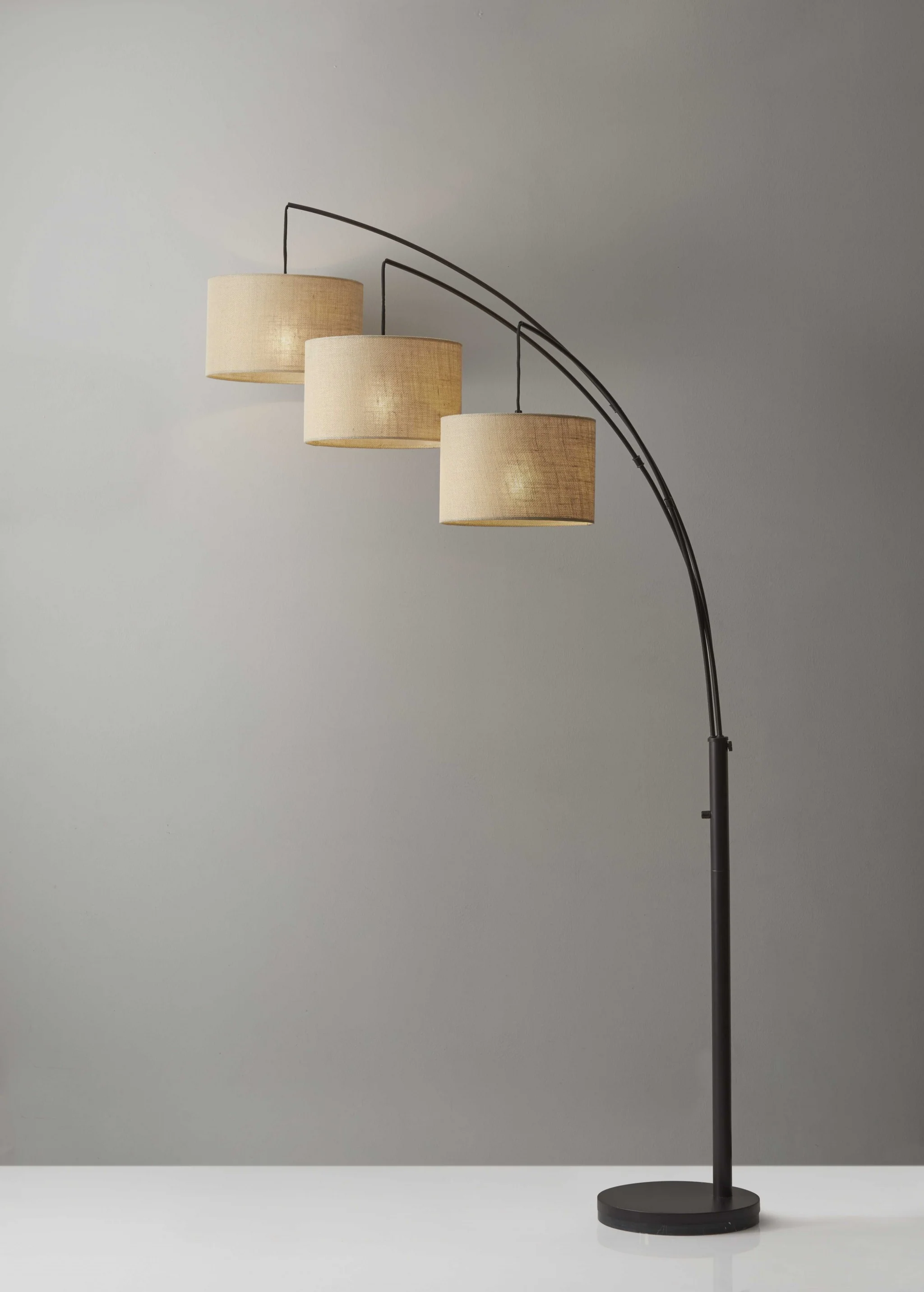 Bronze Three Light Tree Floor Lamp With Beige Burlap Drum Shade By Homeroots - Image 8