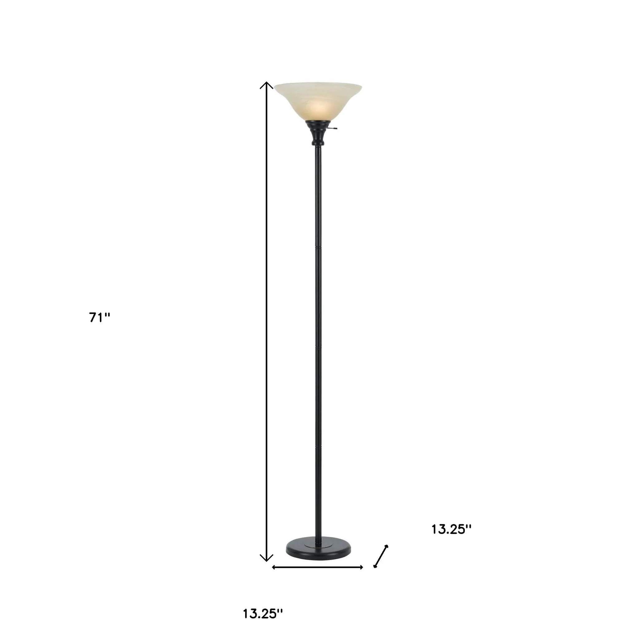 Bronze Torchiere Floor Lamp With Beige Frosted Glass Dome Shade By Homeroots - Image 5