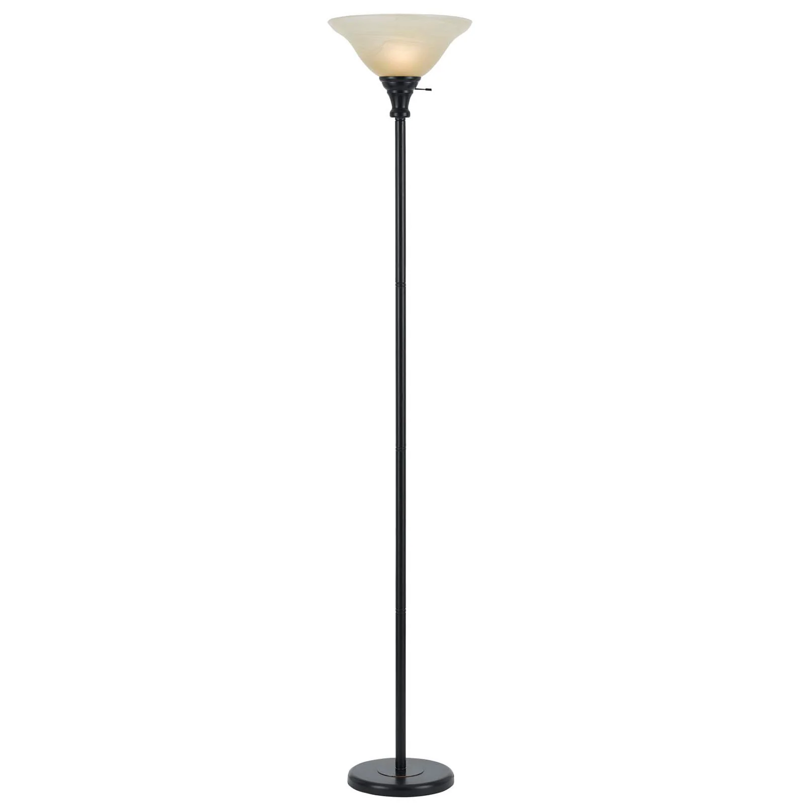 Bronze Torchiere Floor Lamp With Beige Frosted Glass Dome Shade By Homeroots - Image 6