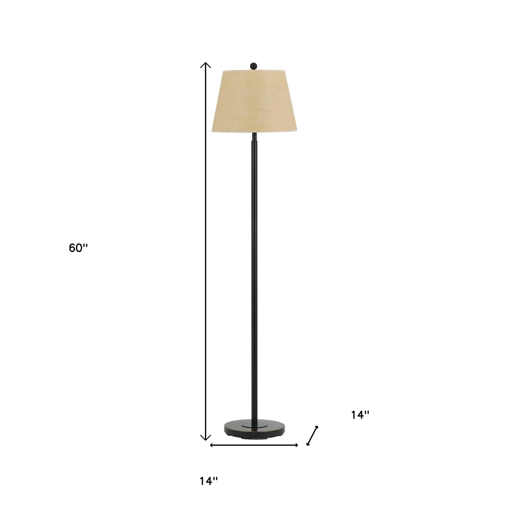 Bronze Traditional Shaped Floor Lamp With Tan Square Shade By Homeroots - Image 5