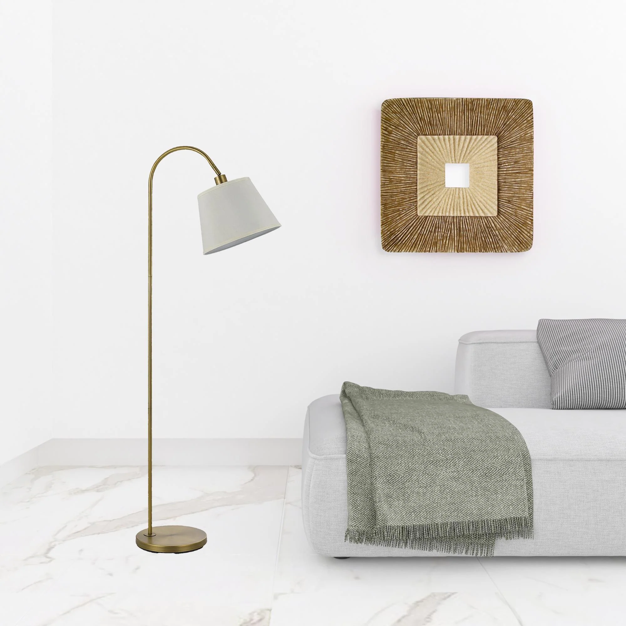 Bronze Traditional Shaped Floor Lamp With White Empire Shade By Homeroots - Image 2