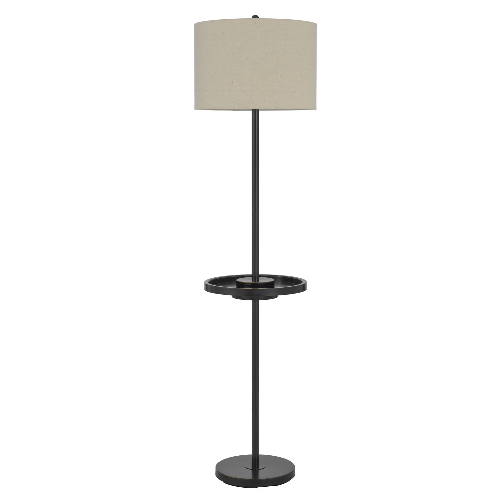 Bronze Tray Table Floor Lamp With Beige Drum Shade By Homeroots - Image 6