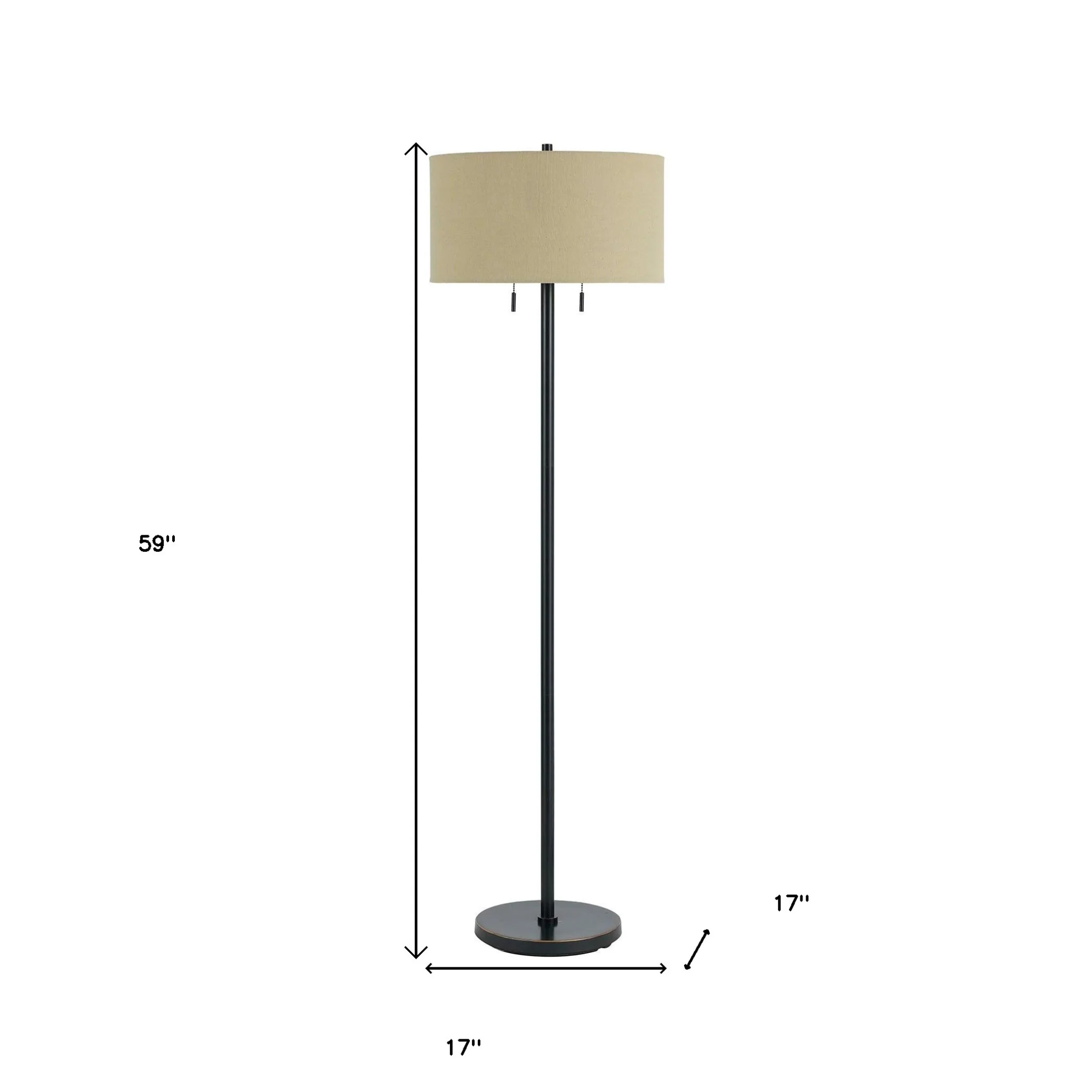 Bronze Two Light Traditional Shaped Floor Lamp With Brown Rectangular Shade By Homeroots - Image 5