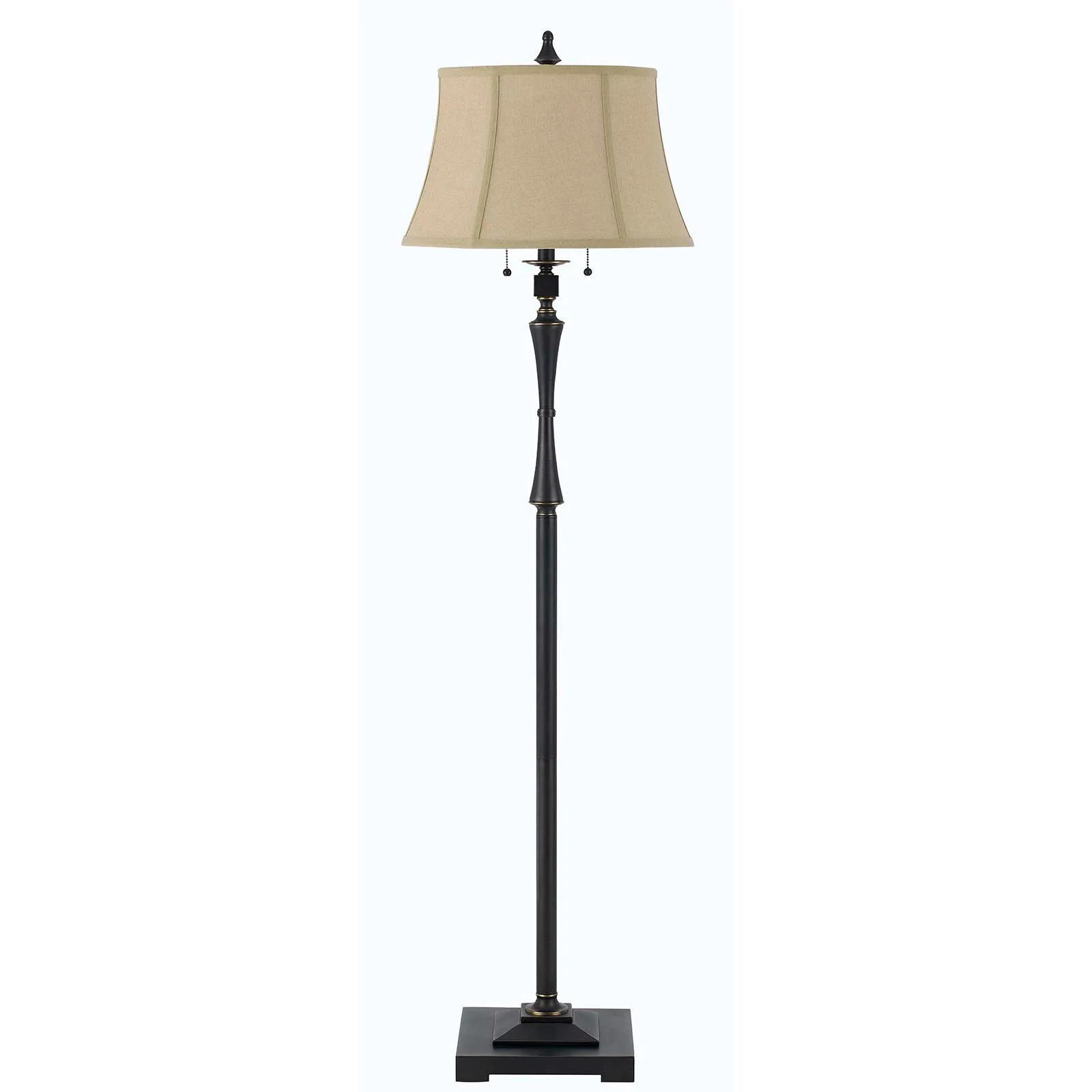 Bronze Two Light Traditional Shaped Floor Lamp With Brown Square Shade By Homeroots - Image 6