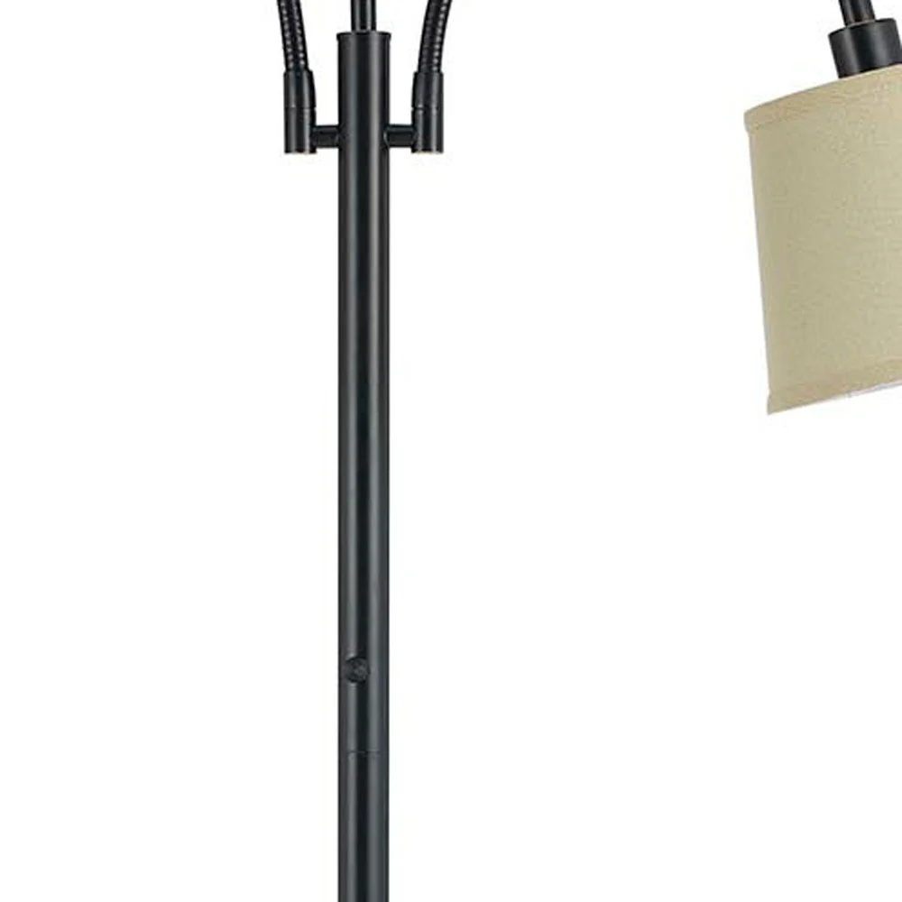 Bronze Two Light Traditional Shaped Floor Lamp With Tan Square Shade By Homeroots - Image 3