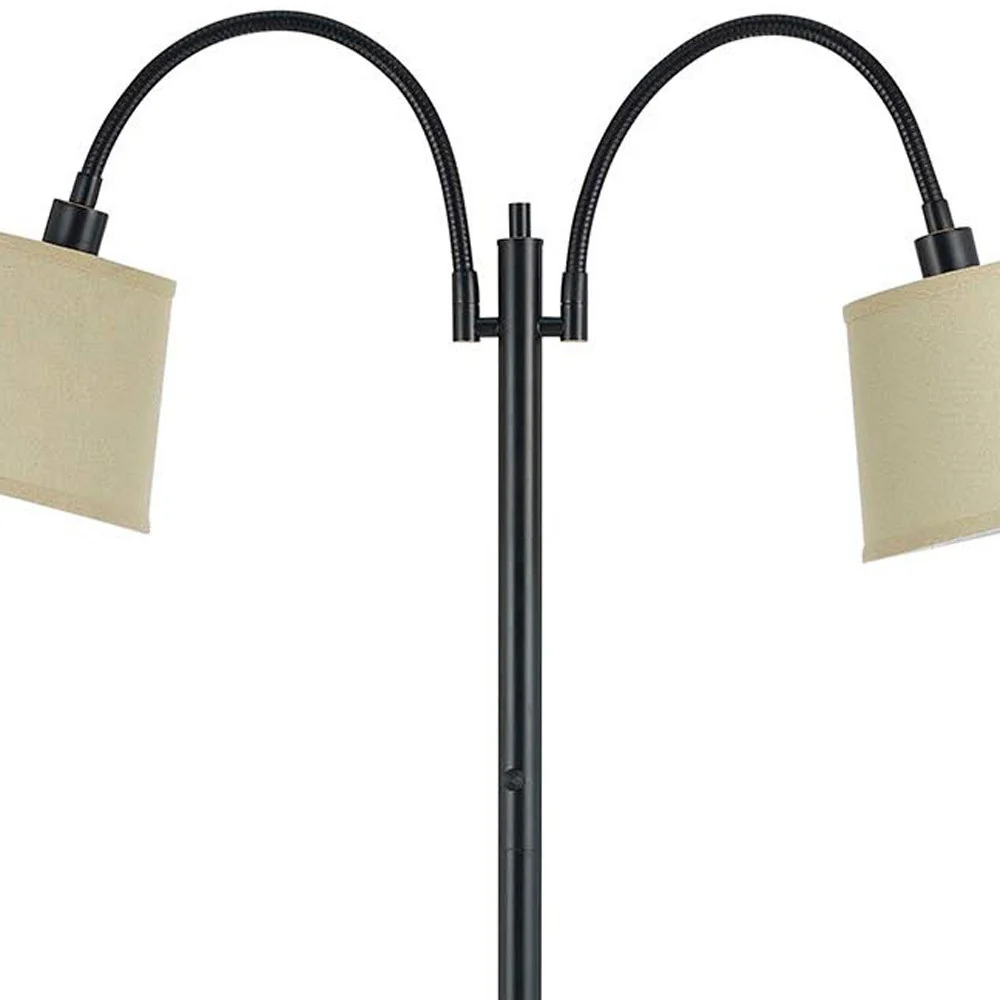 Bronze Two Light Traditional Shaped Floor Lamp With Tan Square Shade By Homeroots - Image 4