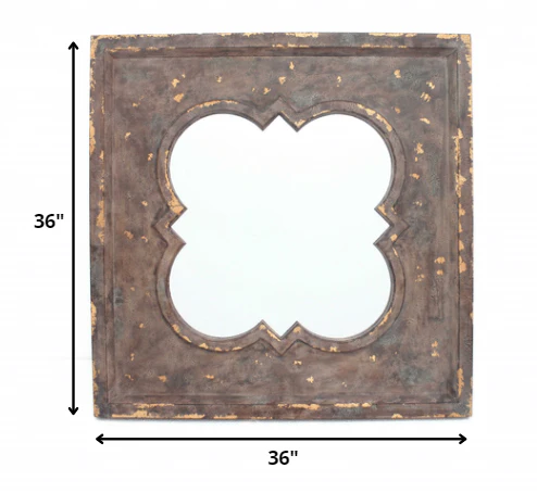Bronze Vintage Cosmetic With Quadrate Frame - Wall Mirror By Homeroots - Image 2