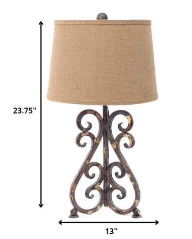 Bronze Vintage Metal Khaki Linen Shade - Table Lamp - Image 5